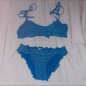 Walmart bikini!!! Blue sparkly, lettuce trim bikini